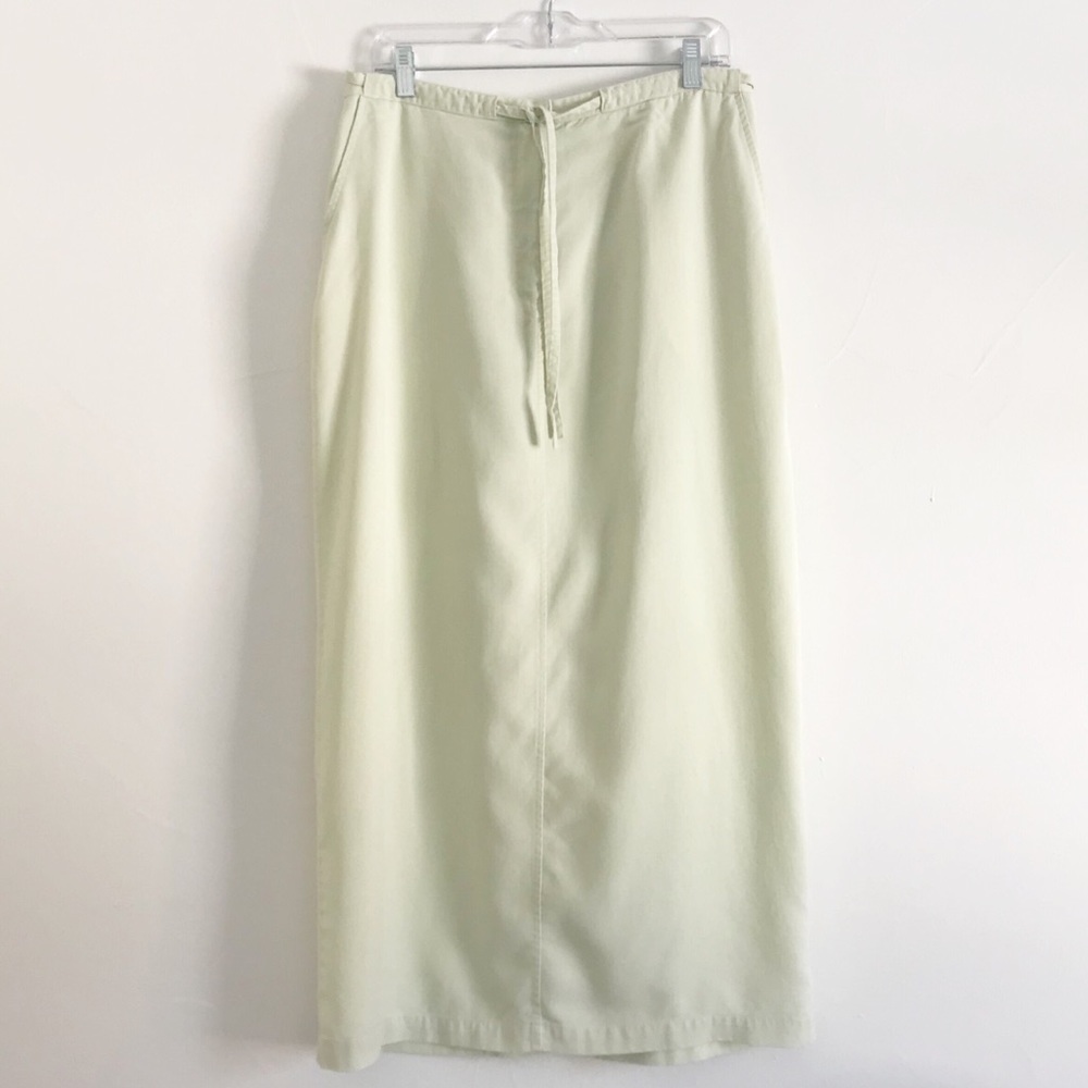 COPY - Vintage Mossy Green Maxi Skirt with Pockets Drawstring Waist Detail